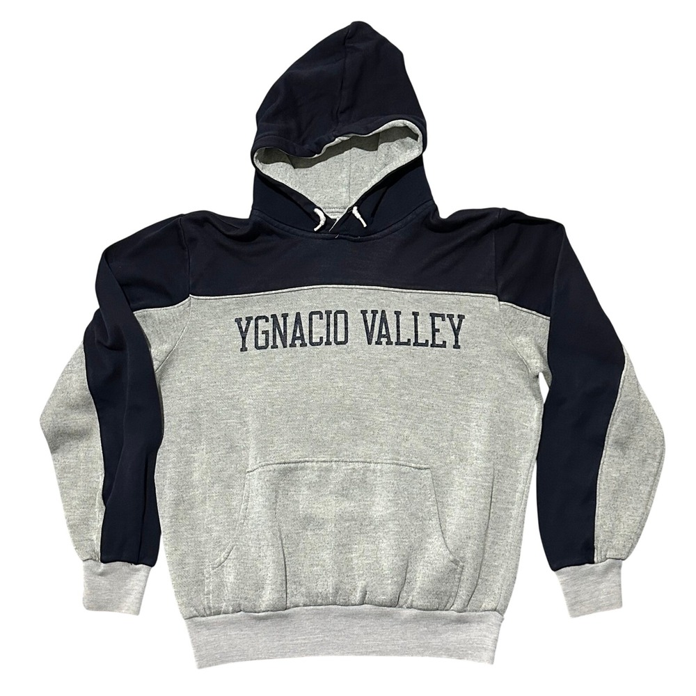Vintage Champion Ygnacio Valley Hoodie Sweatshirt Large Gray Navy Pullover